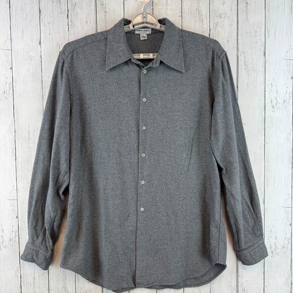 VTG Giorgio Armani Gray Cotton Flannel Button-Down Long Sleeve Shirt Size XL - Picture 1 of 12